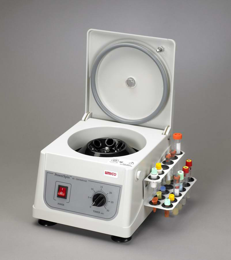 PowerSpin FX Centrifuge 8-place with attached Rack